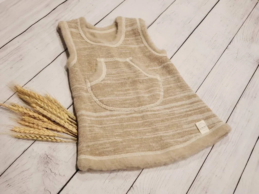 Organic Merino Wool Minimalist Baby Dress Tunic- natural baby clothing