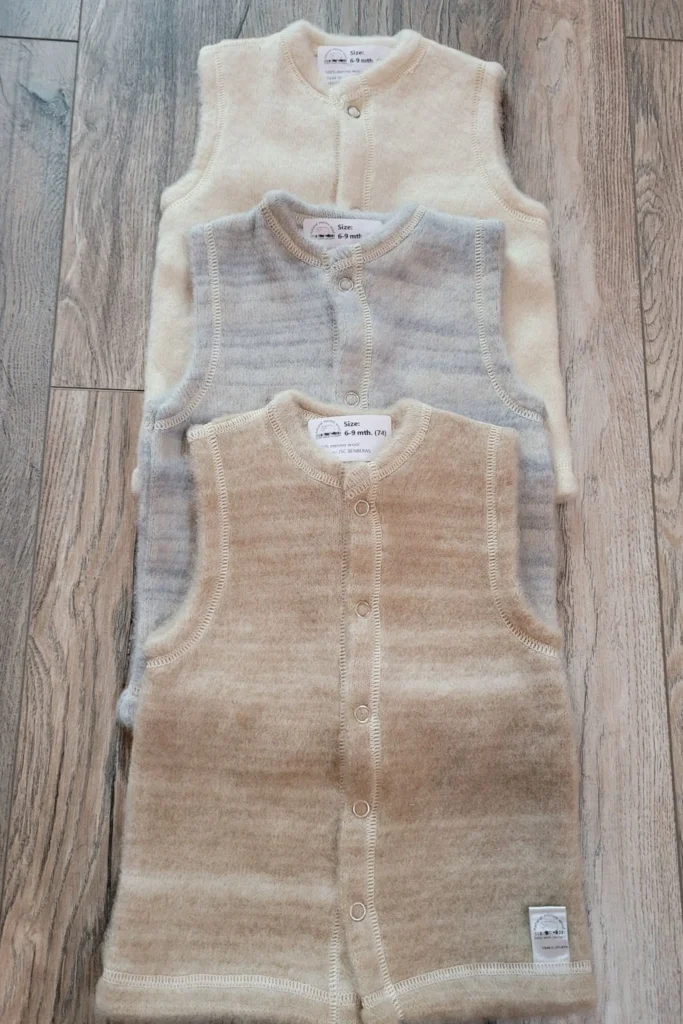 Organic Merino Wool Vest with buttons-Natural baby clothing