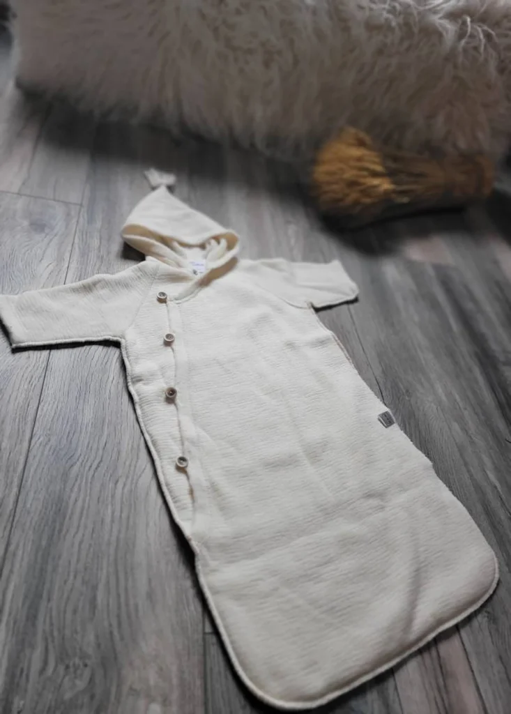 Organic Merino wool Baby sleeping bag/ coverall/ blanket with hood- gender neutral newborn outfit