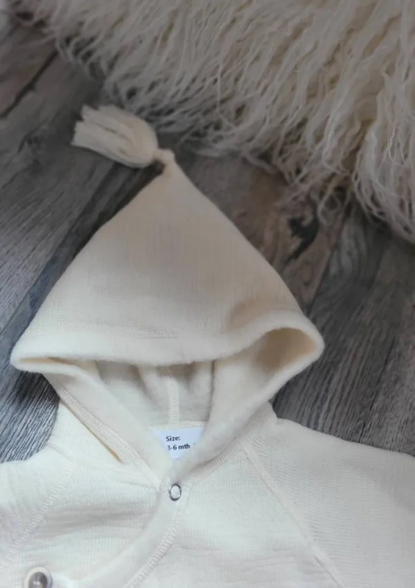 Organic Merino wool Baby sleeping bag/ coverall/ blanket with hood - Image 2