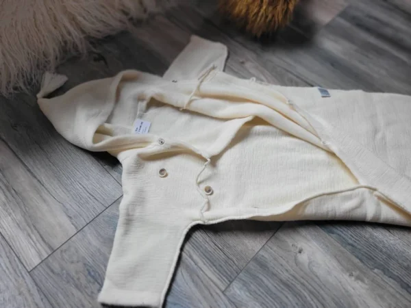 Organic Merino wool Baby sleeping bag/ coverall/ blanket with hood - Image 4