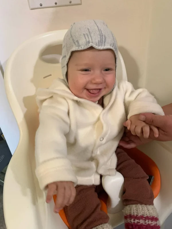 Organic Merino Wool Baby Bonnet "in side out" - Image 2